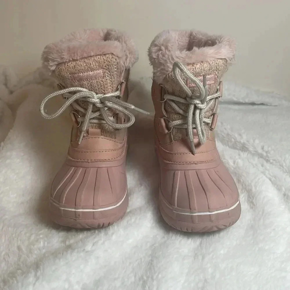 London Fog Youth Pink and Gray Tottenham Waterproof Faux Fur Size Boots -Size 12 - Picture 6 of 12